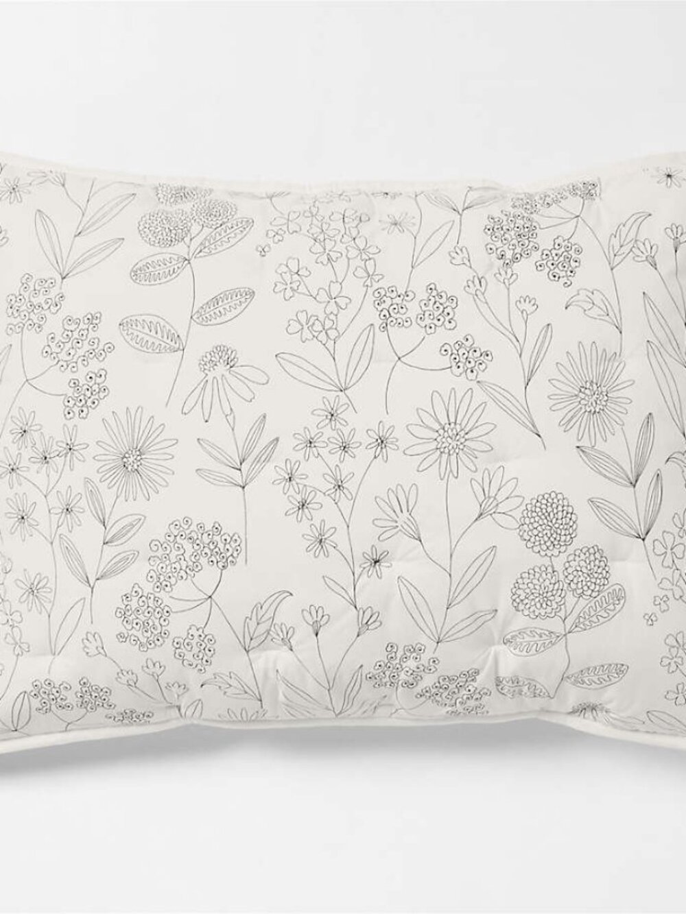 Floral Cotton Pillow Sham Crate & Barrel Qty 2 Ivory